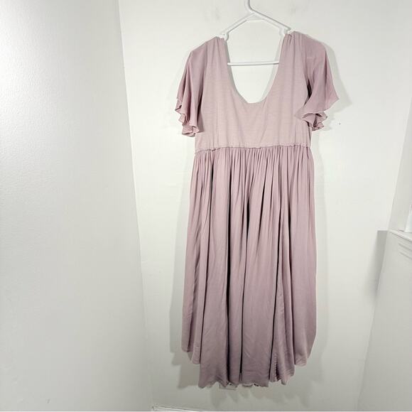 Renee Loves Frances Mauve Goddess Short Sleeve Midi Dress Size Large - Picture 8 of 14